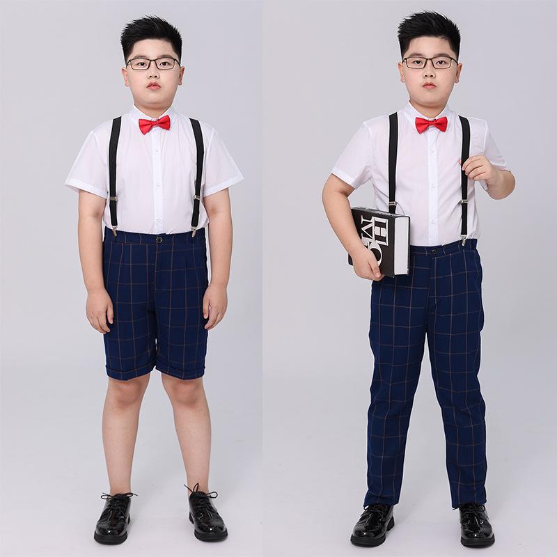 セットアップ 男の子 ぽっちゃり体型対応 ゆったり 大きいサイズ フォーマル スーツ おしゃれ チェック柄 サスペンダーパンツ 入学式 卒業式 発表会 結婚式 七五三 ジュニア 男児 セレモニー