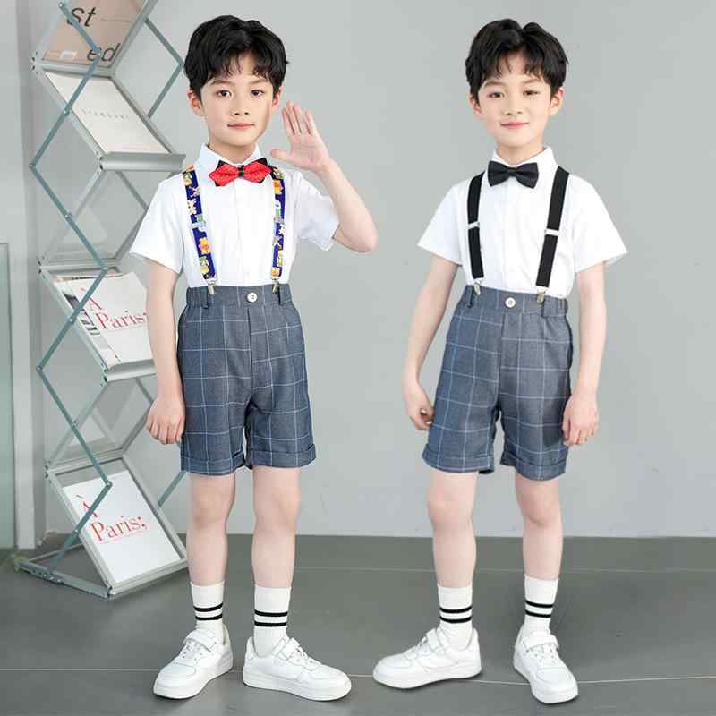 セットアップ キッズ 男の子 サロペット オーバーオール フォーマルスーツ 英国風 幼稚園 発表会 演奏会 結婚式 入学式 卒園式 七五三 誕生日 イベント パーティー セレモニー 春夏 綿混 半袖 ショートパンツ