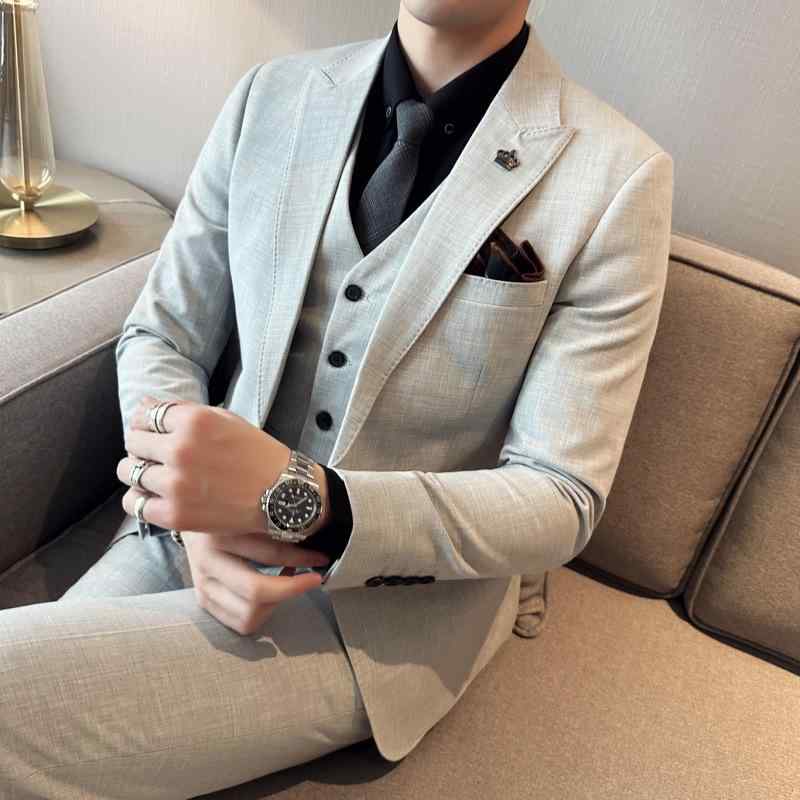 背広 メンズ か細い填まる シングル名取り草 伸ばすこと 商行為 フォーマル スリー天下太平 御芽出度 花むこ 御芽出度 セットアップ 韓国風 細身 今めかしい オール時節