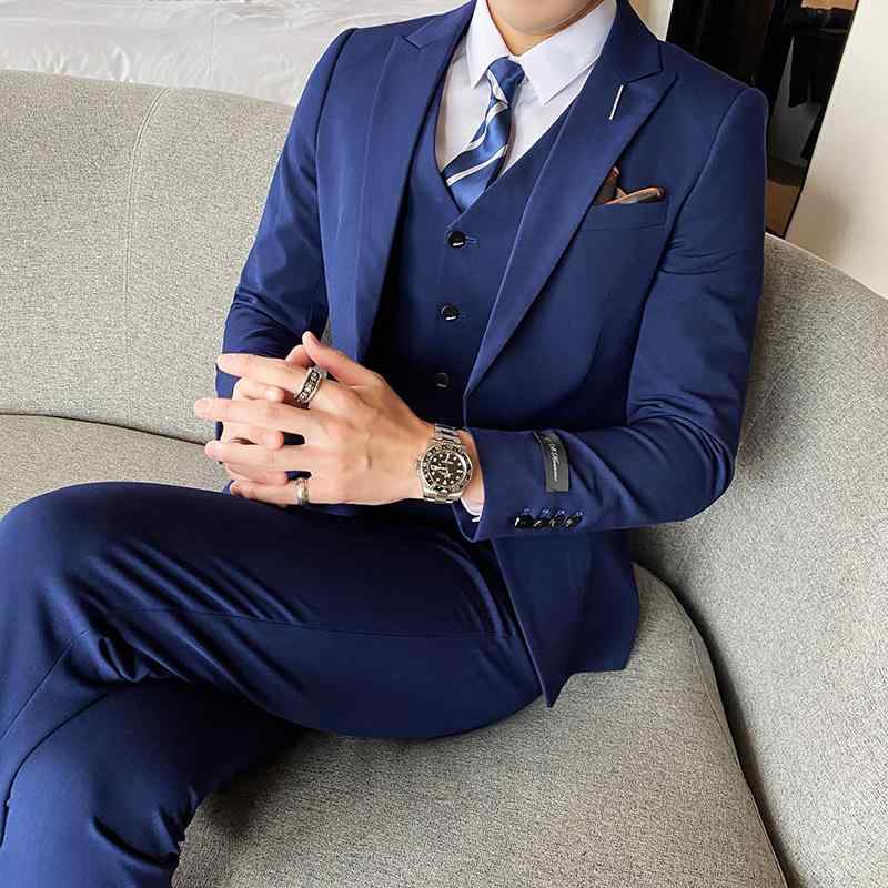 スーツ メンズ スリムフィット オールシーズン カジュアル セットアップ ブルー 結婚式 新郎 ウェディング 披露宴 フォーマル 礼服 パーティー ビジネス