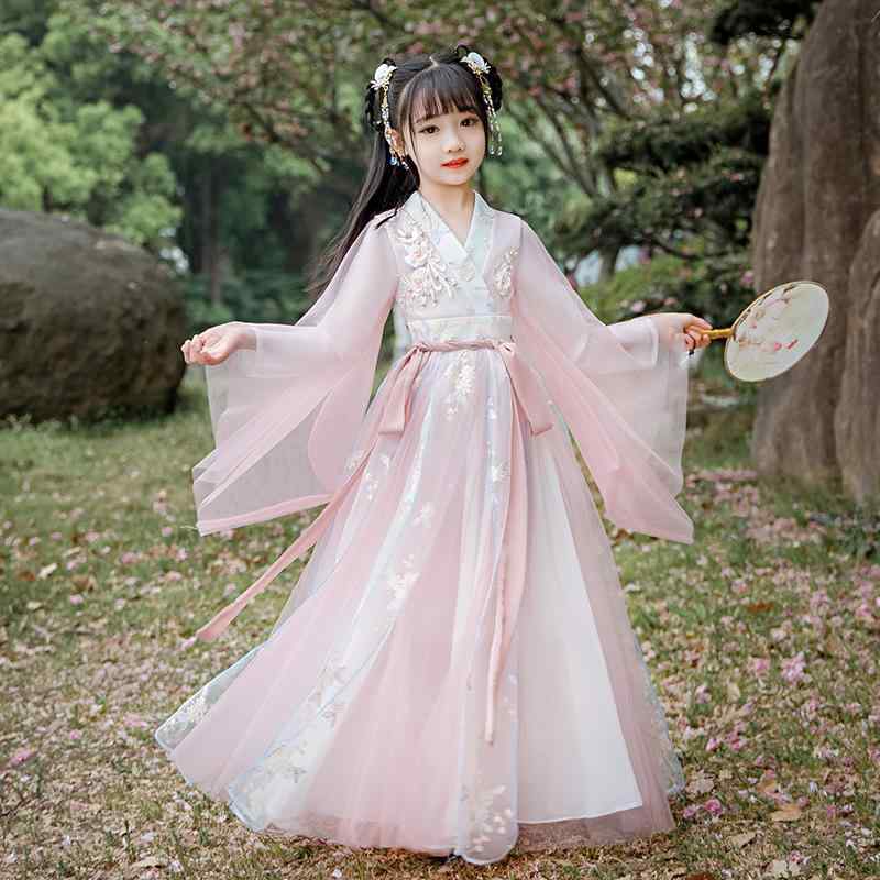 漢服 女の子 ピンク 柔らかな素材 中国風 古風 仙女 プリンセス コスプレ 襦裙 唐装 セットアップ かわいい 発表会 イベント 衣装