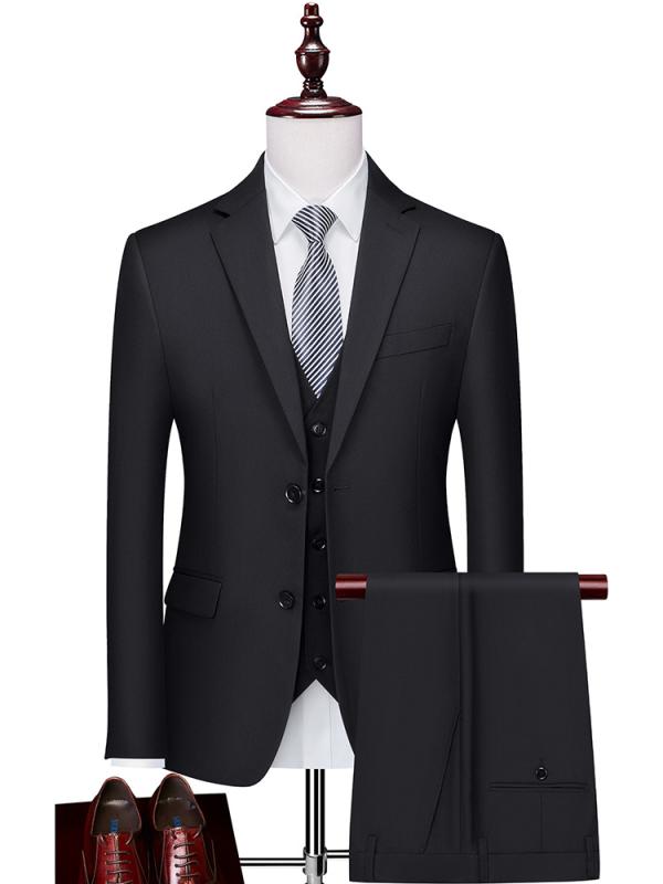 スーツ 男女兼用 ブルー スリーピース セットアップ ビジネス フォーマル オフィス 制服 ワークウェア TR素材 レーヨン混 2つボタン スリムフィット オールシーズン対応