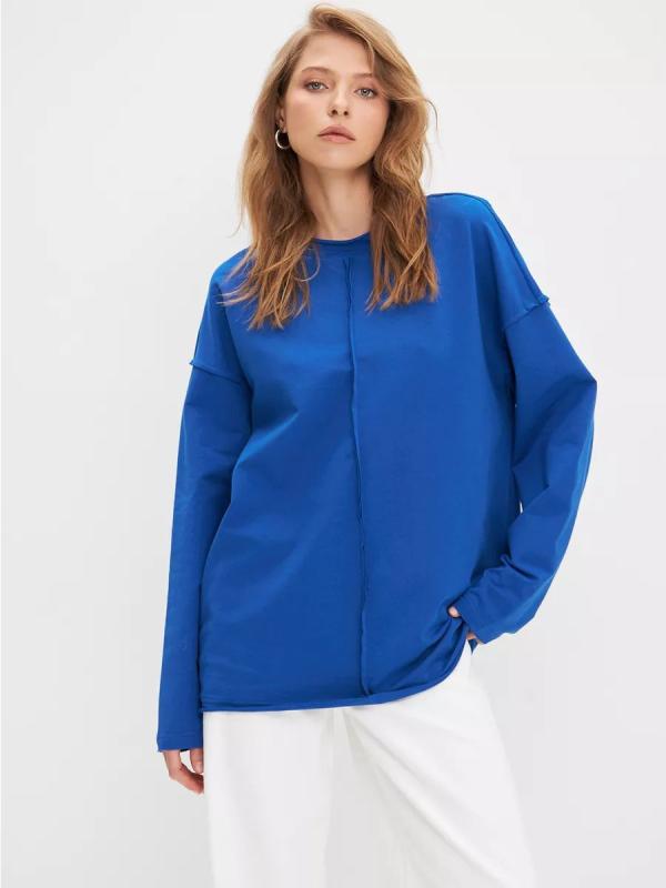 Tシャツ ゆったり ラウンドネック 長袖 ロールアップ切り替え 大きいサイズ オーバーサイズ カットソー トップス ポリエステル スパンデックス素材 快適 リラックス カジュアル スポーツウェア 普段着 ルームウェア 秋物 無地 多色展開