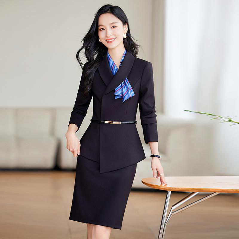 スーツセット レディース 春秋 スリムフィット エレガント 高級感 通勤 オフィス 美容エステ 制服 事務服