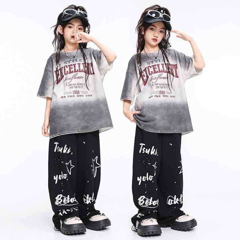 キッズ 女の子 ダンス衣装 ヒップホップ ストリート ジャズ セットアップ 発表会 練習着 ステージ衣装 綿 コットン 肌触り快適 柔らか 動きやすい ストリート系 トレンド 夏