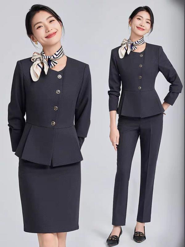 レディース スーツ セットアップ 春秋 ノーカラージャケット ジュエリーショップ 美容クリニック ホテル受付 事務服 制服