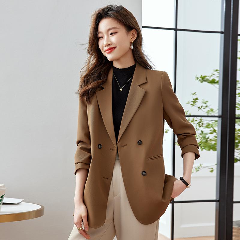 シワになりにくい ゆったり ルーズフィット ショート丈 ジャケット レディース ピンク 春秋 通勤用 オフィス エレガント 上品 高級感 カジュアル ブレザー ポリエステル素材 セットアップ