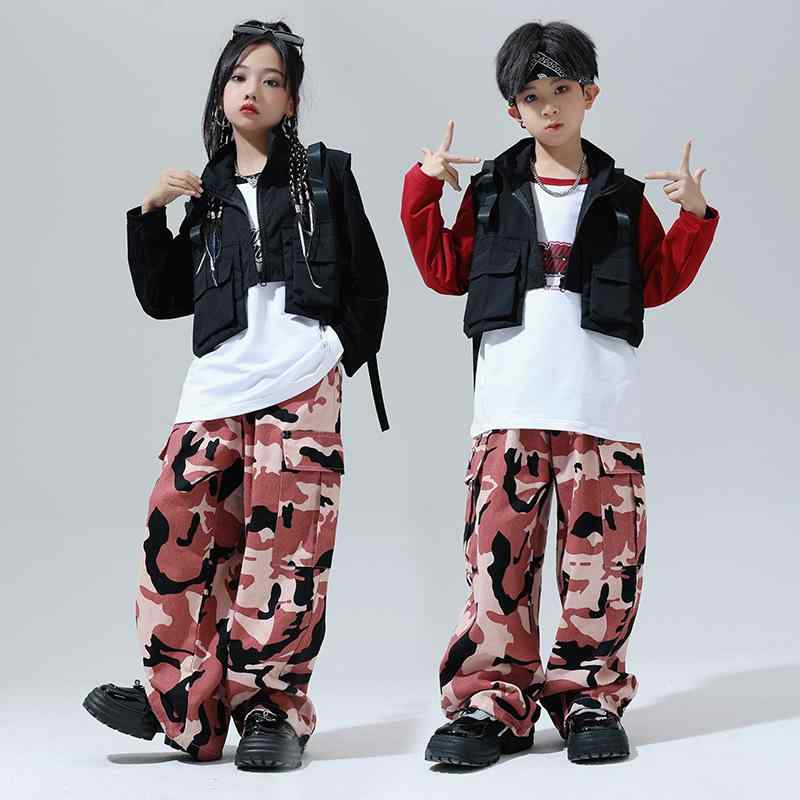 ダンス衣装 キッズ 男の子 女の子 ヒップホップ ジャズダンス ストリートダンス 発表会 ステージ衣装 練習着 ワークウェア風 セットアップ 綿混素材 動きやすい カジュアル ストリート系
