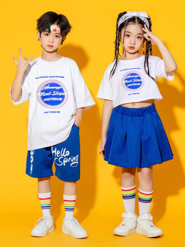 ダンス衣装 ガールズ ヒップホップ ストリートダンス チアダンス セットアップ 運動会 発表会 チームウェア 夏 吸汗速乾 綿混 柔らかな肌触り