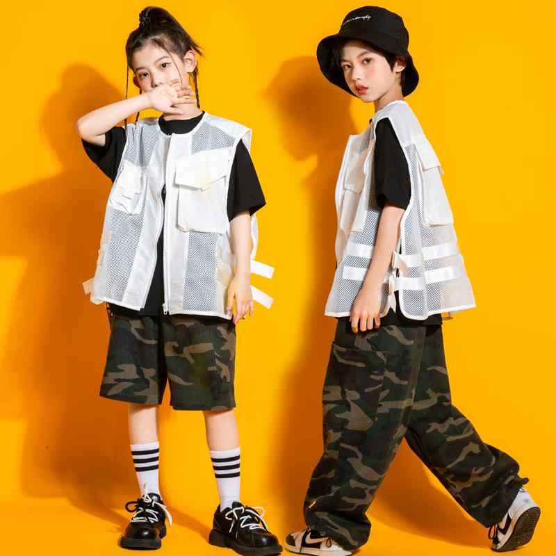 ダンスウェア 男の子 キッズ ジュニア ストリートダンス ヒップホップ ジャズダンス 練習着 レッスン着 発表会 衣装 迷彩柄 半袖 Tシャツ 長ズボン ハーフパンツ コットンブレンド 柔らかい 肌触り良い