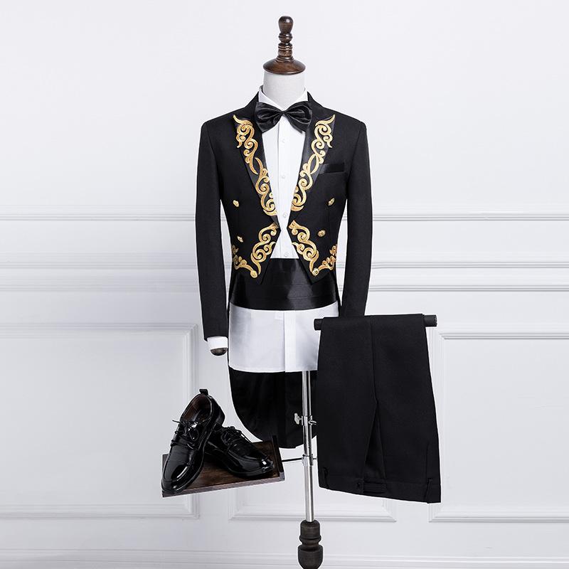 タキシード メンズ タキシード スリムフィット ピークドラペル 一つボタン センターベント ステージ衣装 演出服 礼服 フォーマルウェア 結婚式 二次会 パーティー 舞台 指揮者 歌手 司会者 発表会 演奏会 オールシーズン セットアップ|セキュアデポ