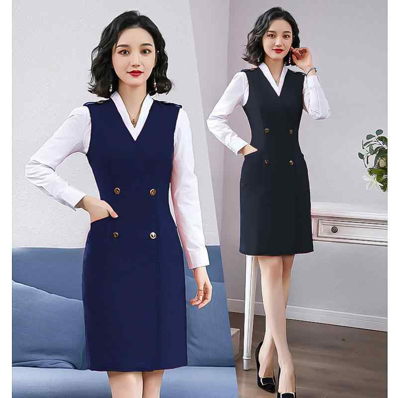 ワンピース レディース セットアップ ベスト ジレ ビジネス オフィス 通勤 美容師 エステ サロン 制服 ユニフォーム スタイルアップ スリムフィット エレガント 上品 ストレッチ 春秋