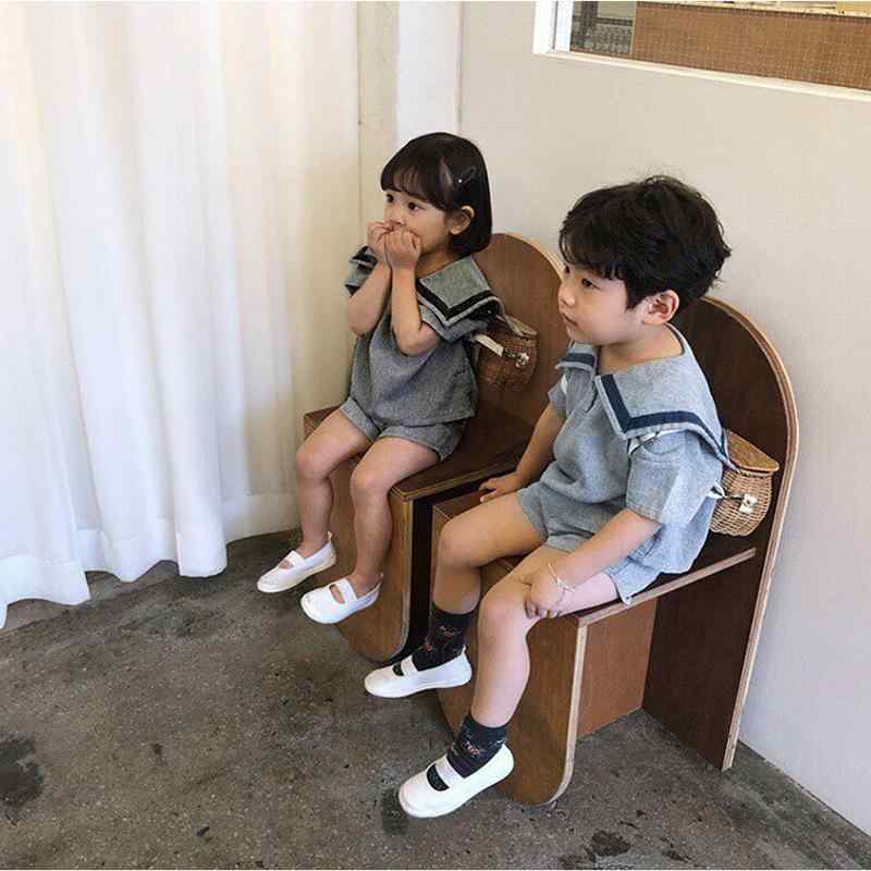 キッズ 男の子 女の子 ベビー 子供服 夏 半袖 薄手 柔らかい 綿95% マリンルック 韓国風 ショートパンツ 2点セット ユニセックス セットアップ 4,370円