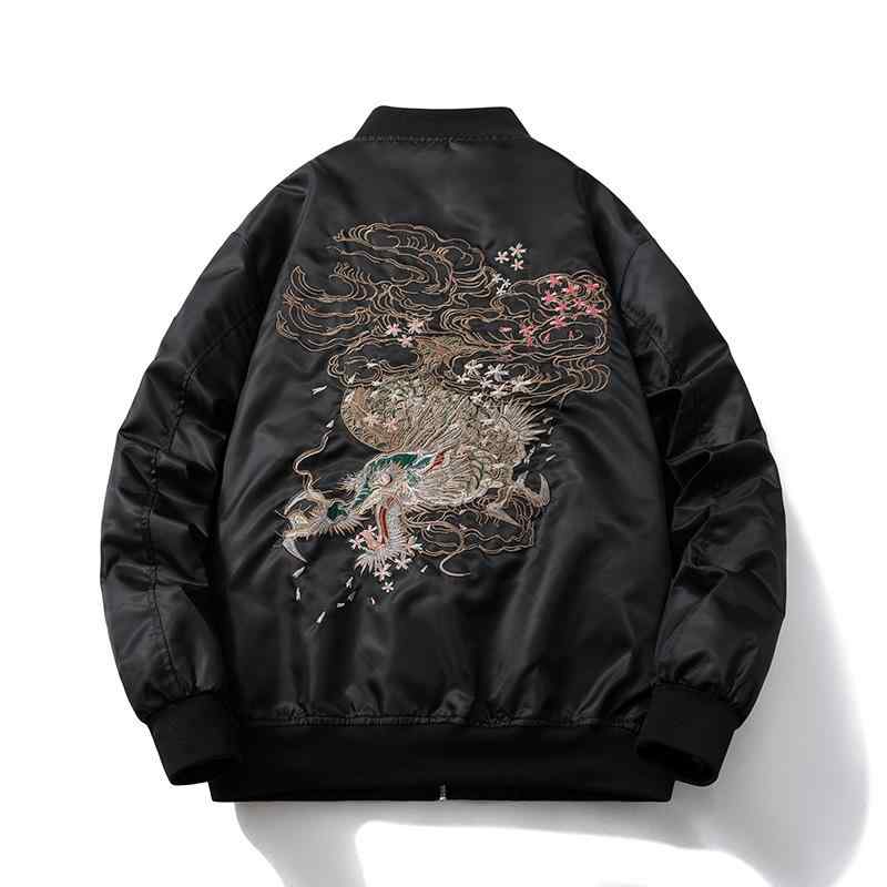 ジャケット ユニセックス カップル 龍刺繍 中国風 スタジャン 防風 薄手 オーバーサイズ スタンドカラー オールシーズン ブルゾン アウター カジュアル ストリート