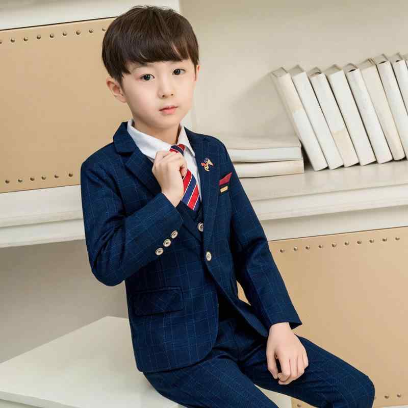 キッズ 男の子 ボーイズ スーツ セットアップ ブリティッシュ チェック柄 結婚式 発表会 フォーマル 卒業式 入学式 礼服 長袖 裏起毛 ポリエステル 韓国風 秋冬