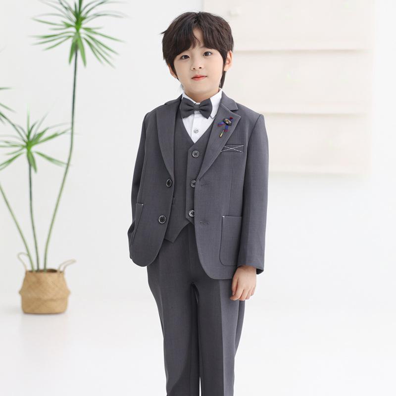 フォーマルスーツ キッズ 男の子 発表会 結婚式 入学式 卒業式 誕生日 冠婚葬祭 演奏会 セレモニースーツ ジャケット ベスト パンツ 3点セット シングルブレスト 長袖 ブリティッシュ 春秋冬 ポリエステル混紡