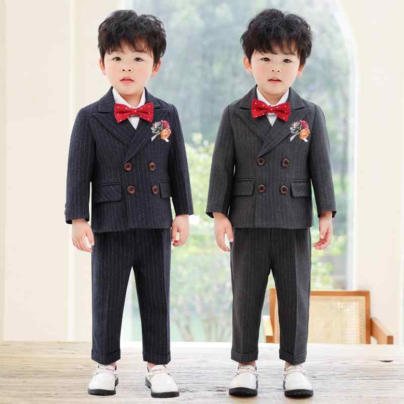 スーツ 男の子 キッズ 秋冬 裏起毛 ダブルボタン フォーマル セットアップ ベスト 長パンツ 英国風 結婚式 発表会 演奏会 七五三 入園式 卒園式 長そで