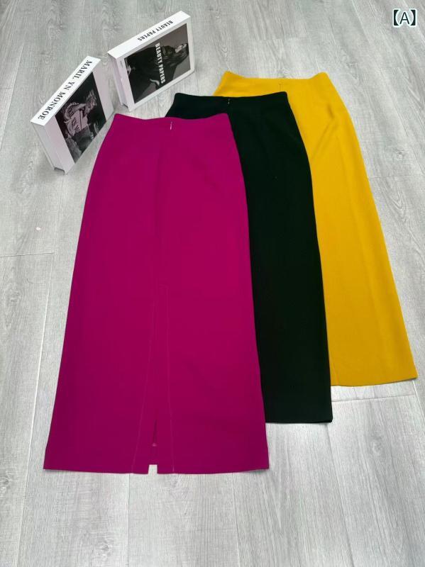 スカート レディース 春夏 ミモレ丈 タイト バックスリット ハイウエスト 薄手 軽量 着やせ 細見え 無地 通勤 カジュアル シンプル 接触冷感｜セキュアデポ