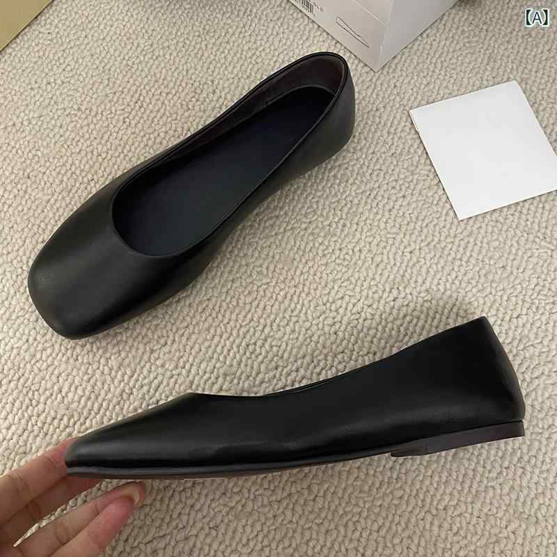 パンプス レディース ローヒール フラットシューズ 羊革 スクエアトゥ バレエシューズ 浅口 脱げにくい 疲れにくい 痛くない 履きやすい 歩きやすい 通勤 カジュアル|セキュアデポ