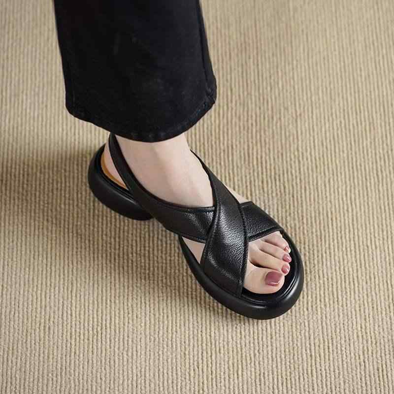 サンダル レディース 接触冷感 厚底 スクエアトゥ クロスストラップ フェイクレザー 歩きやすい 痛くない 疲れない 履きやすい アンクルストラップ ローヒール カジュアル レトロ 通学|セキュアデポ