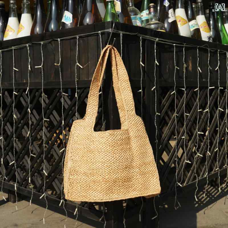 かごバッグ レディース 肩掛け 手提げ トートバッグ ラ菲草 ストローバッグ 大容量 A4 軽量 軽い リゾート 旅行 海 ビーチ カジュアル おしゃれ かわいい｜セキュアデポ