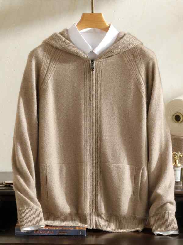 ニットパーカー メンズ 秋冬 厚手 フード付き カシミヤ混 長袖 セーター アウター カジュアル 無地 暖かい ゆったり 防寒 保暖 ニットソー トップス｜セキュアデポ