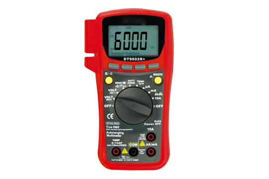 DT9602R+ PC対応デジタルマルチメータ 真の実効値測定(AC+DC) 多機能6000カウントバーグラフ付 温度レンジ付 電圧・電流レンジにMAX/MIN機能 RS232C通信機能搭載(パソコンキット標準装備) 暗所で測定に便利なバックライト付 12,100円