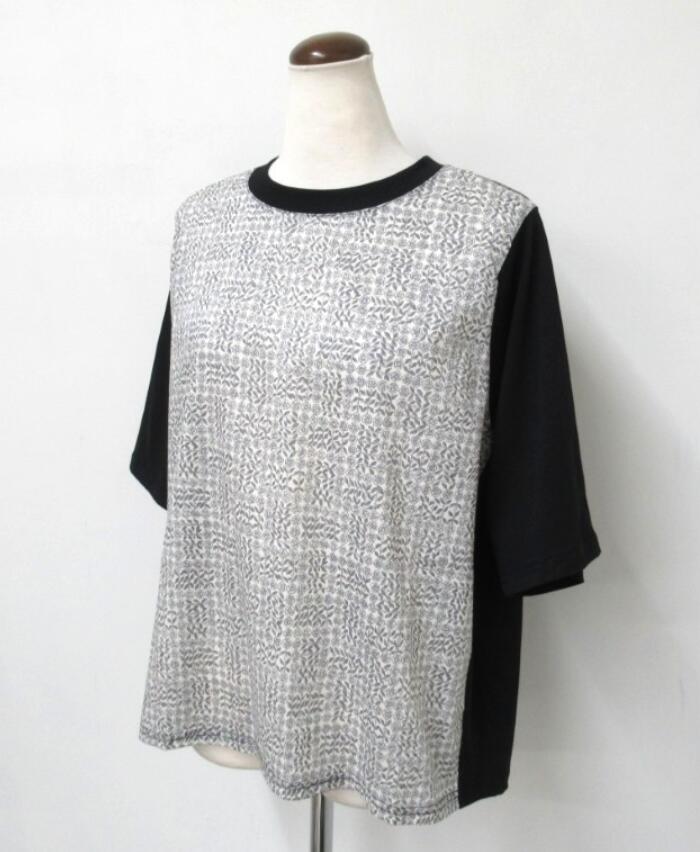 sosotto（ソソット）LIBERTY リバティ5分袖ティーシャツ（Sleeping Rose×黒いこと）