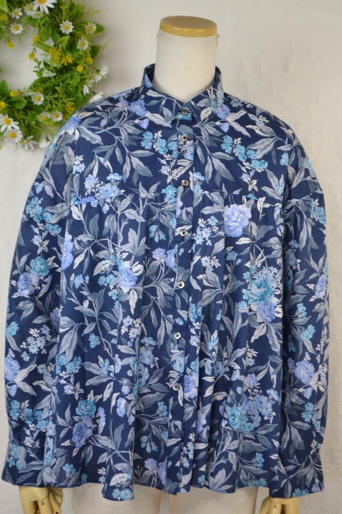 【百貨店SALE】クーポール（Coupole) LIBERTY リバティ Aラインシャツブラウス Matilda Bloom マチルダ・ブルーム（米国海軍） 38大きさ 日本製