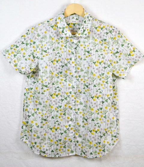 Parkes リバティ花柄 半袖ブラウス Parkes - スタンドフリル リバティ柄半袖ブラウス（リバティ