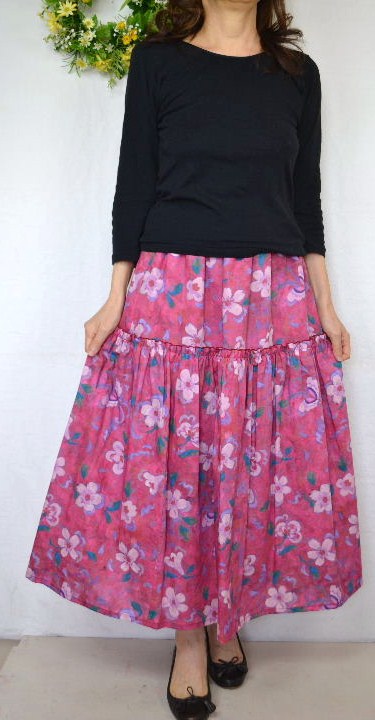 【SALE】Michel Beaudouin (ミシェルボードワン)LIBERTYリバティスカート　Artist Museアーティスト・ミューズ（ローズピンク）日本製｜Seed （シード）