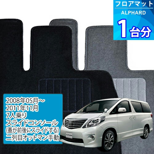 アルファード フロアマット 1台分「ECONOMYシリーズ」ALPHARD「7人乗り/スライドコンソール(蓋が前後にスライドする)/二列目オットマン手動」注文製作フロアマット