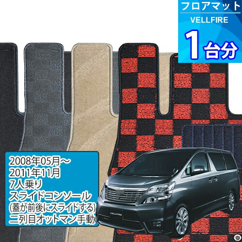 ヴェルファイア フロアマット 1台分「DELUXEシリーズ」VELLFIRE「7人乗り/スライドコンソール(蓋が前後にスライドする)/二列目オットマン手動」注文製作フロアマット