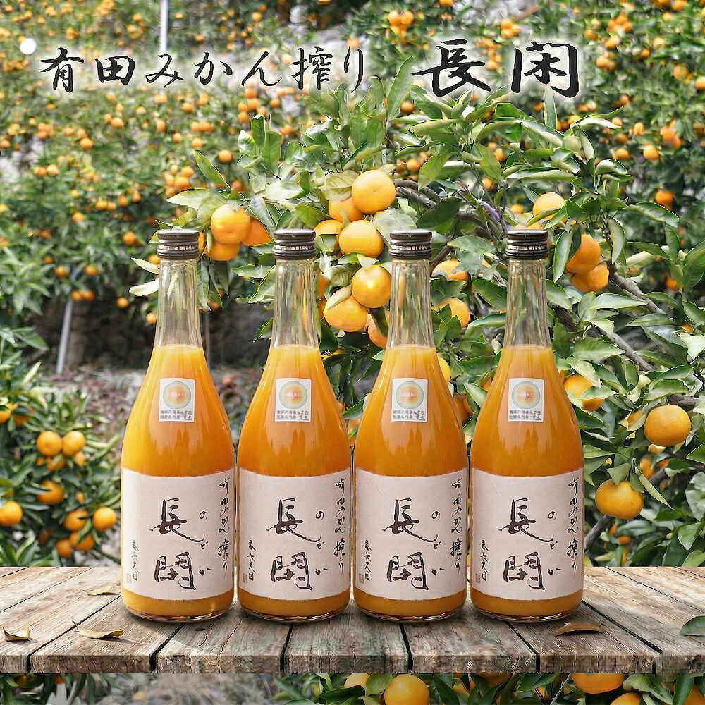 和歌山県有田産うんしゅうみかん使用 100％ストレートみかんジュース 長閑（のどか）720ml×4本 まるで、みかんをそのまま食べているような