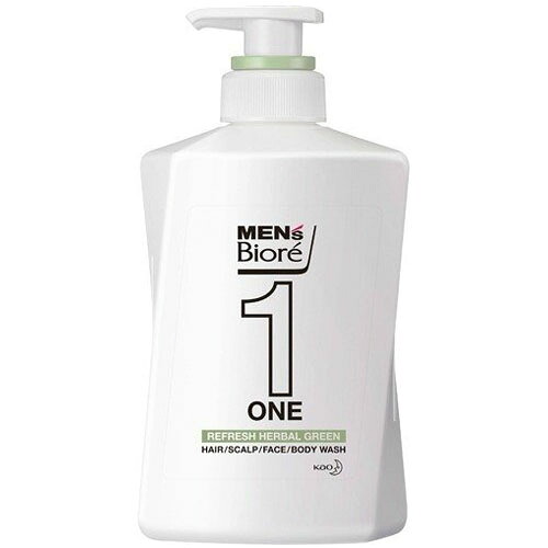花王 メンズビオレ ONE オールインワン全身洗浄料 爽やかハーバルグリーンの香り (本体 480ml)×12個【送料無料】|紀州和歌山てんこもり