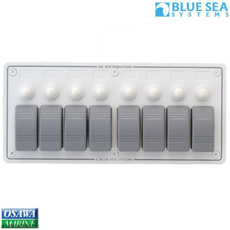 【ポイント10倍】 ブルーシー(BLUE SEA) 防水サーキットブレーカーパネル 横型８連 商品番号：23875｜ユニマットマリン