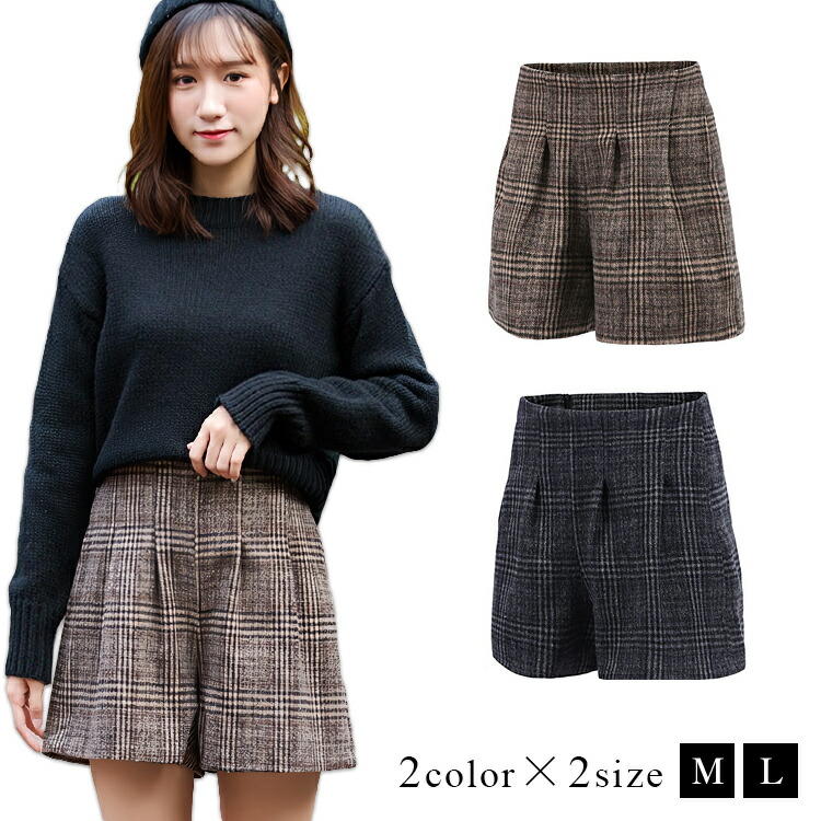 楽天市場】チェック柄 ハイウエスト ショートパンツ レディース ショー