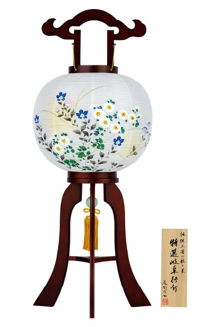盆提灯 二重紅琳11号 小菊に桔梗 43112