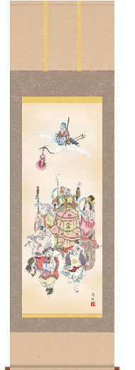 楽天市場】掛け軸 川渡布袋図 送料無料 【掛軸】【一間床・半間床