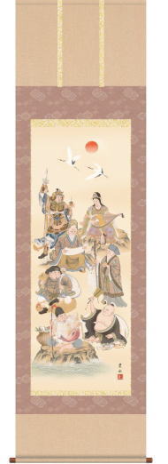 楽天市場】掛け軸 川渡布袋図 送料無料 【掛軸】【一間床・半間床