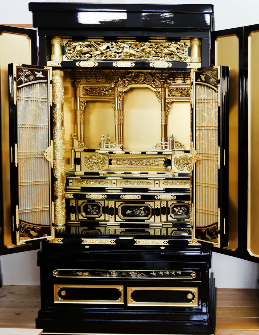 楽天市場】仏壇 金仏壇 上置 関東型 高さ25号西 彫刻金粉仕上 浄土真宗