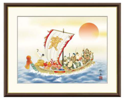 縁起画 現代日本画 額縁 七福神 長江桂舟 三美会|熊野古道仏壇センター