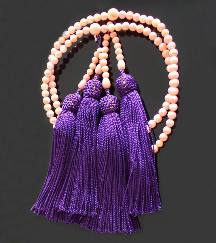 珊瑚都翡翠数珠と指輪2点まとめ 男女兼用 お数珠 本水晶 尺法華（日蓮宗） 深海珊瑚仕立ての通販