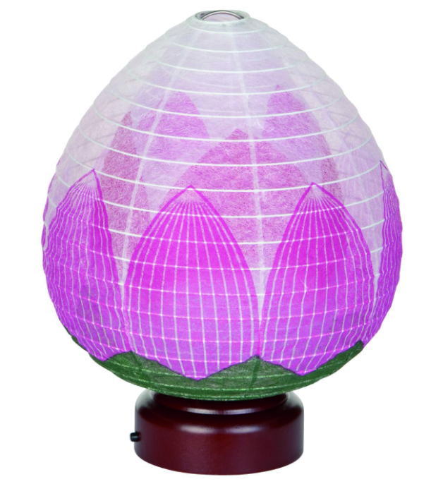 盆提灯 モダン提灯 天然木 紙張 結花・蓮花 ＬＥＤ電池 二重張