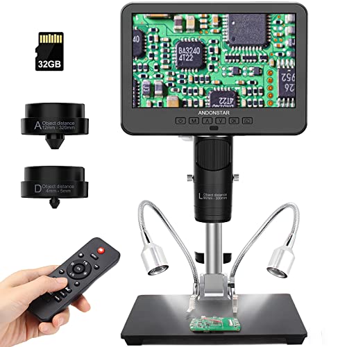 Andonstar AD246S-M HDMI デジタル顕微鏡 2000倍 大人用 3レンズ 2160P UHD ビデオ録画 7インチ LCDはんだ付け顕微鏡 コイン顕微鏡 生物顕微鏡キット Windows対応