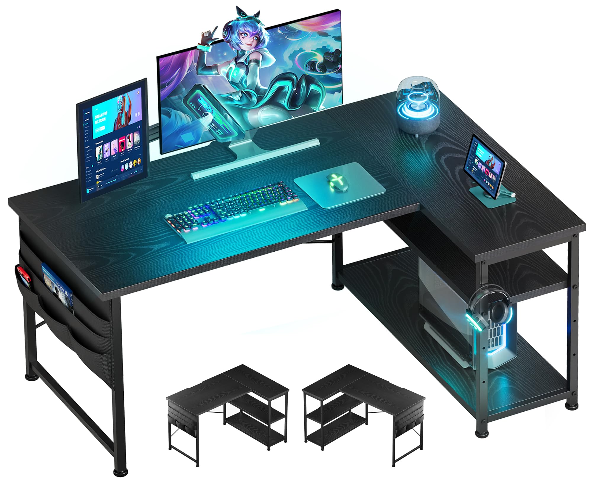 楽天市場】YeTom ゲーミングデスク l字デスク pcデスク 右棚左棚 幅