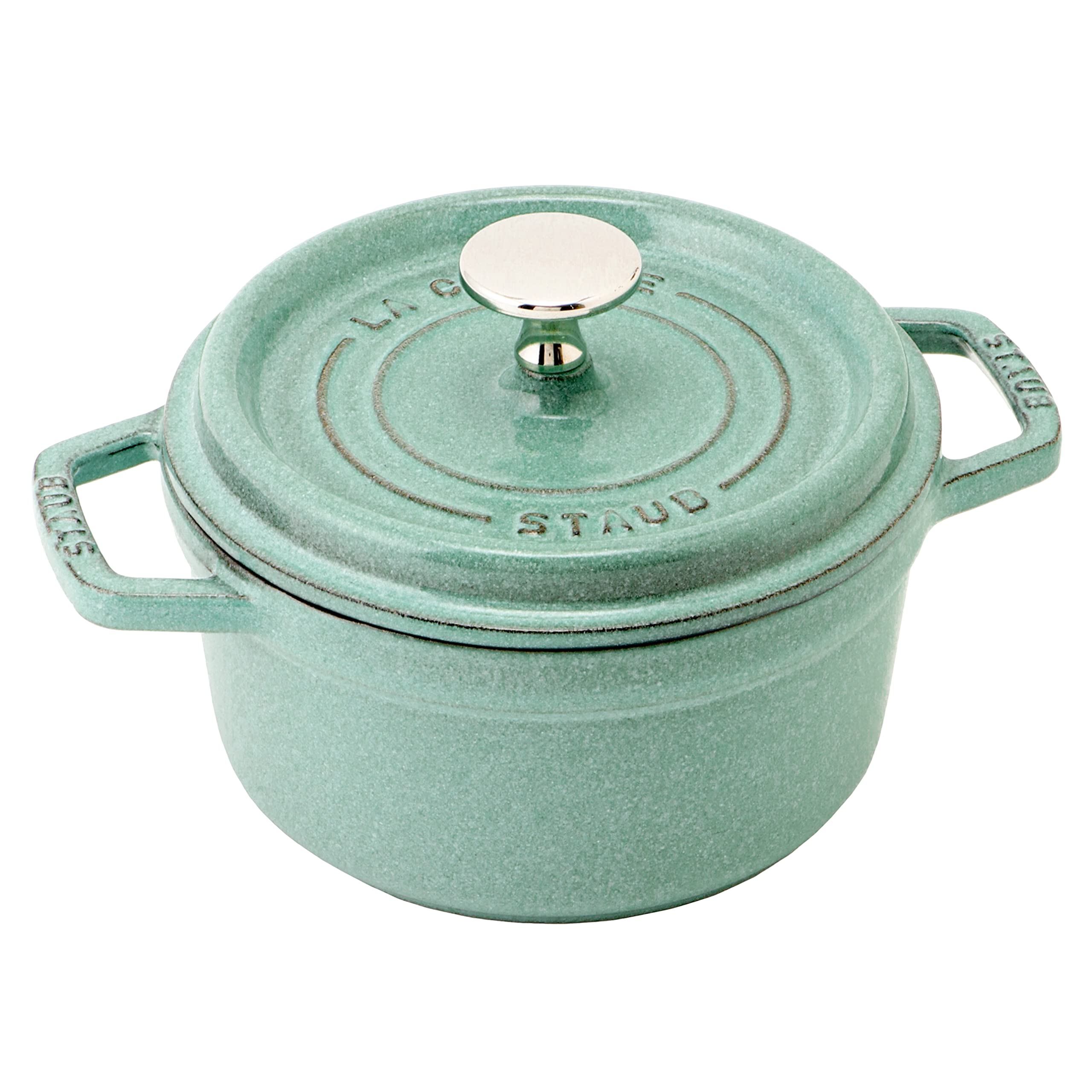 staub ストウブ 「 ピコ ココット ラウンド サルヴィア緑であること 16珊 」 ごく小さい 両手 鋳込み ホーロー 鍋 IH相応う 【禾穀類電話番号付き添い人日本定め事売りわたす品】 La Cocotte Round 40508-400