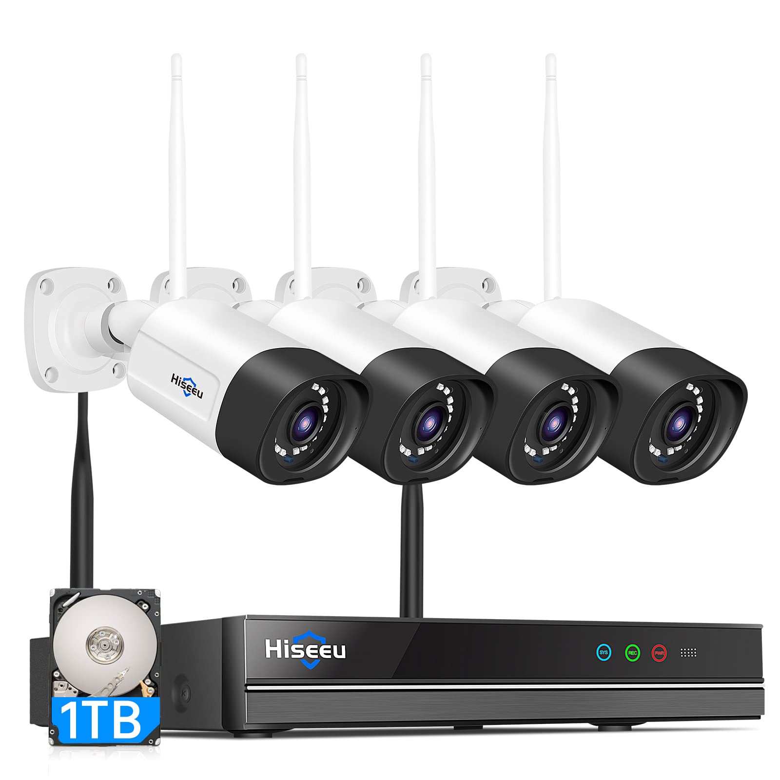 Hiseeu 防犯カメラ 4台セット 1TB 楽天市場】防犯カメラ ワイヤレスHiseeu 一体型NVR 1920P 500万画素 4