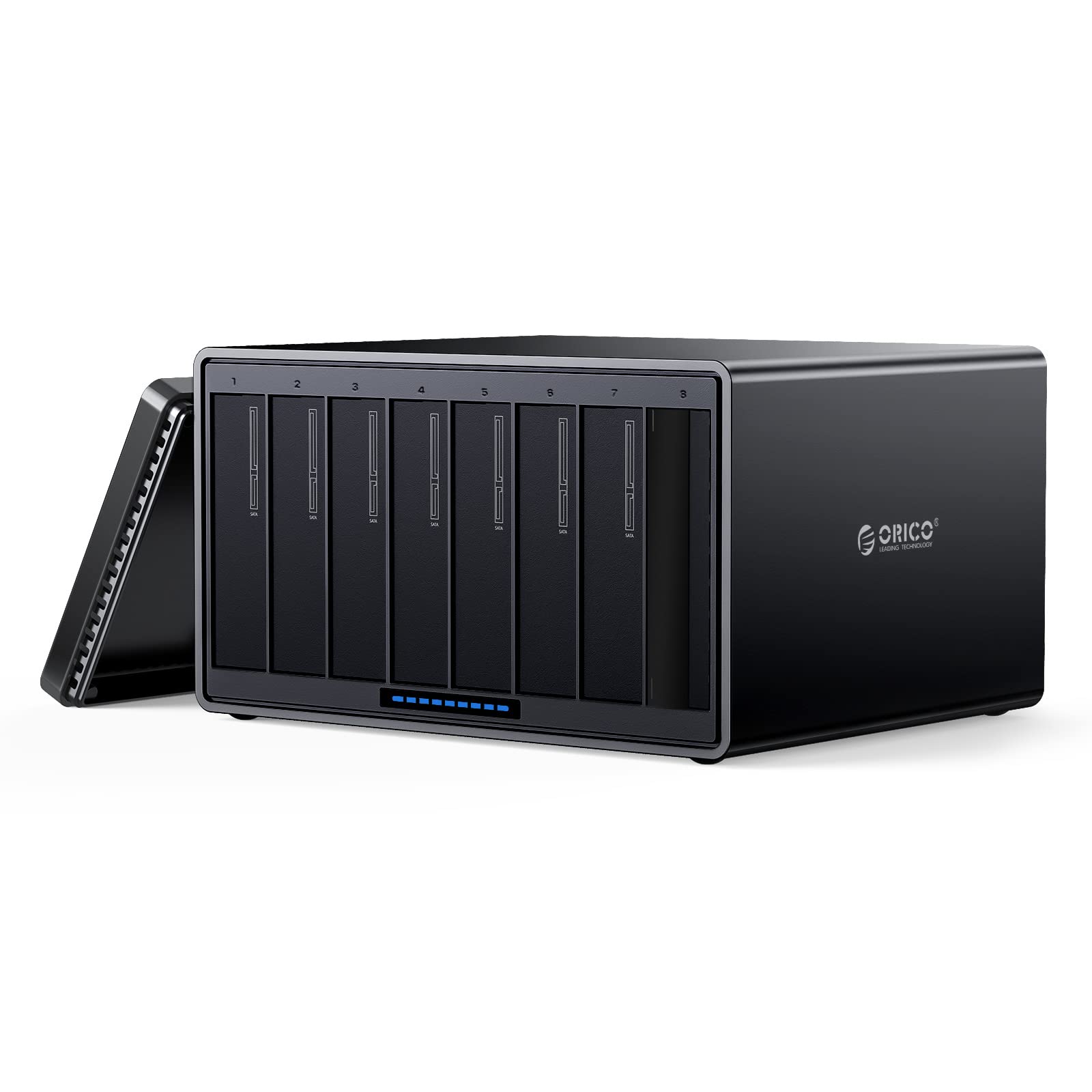 ORICO 3.5インチ HDDケース USB3.0接続 ドライブケース 磁気吸着式 8台対応 SATA 3.0対応 最大128TBまで 5Gbps高速 ハードディスクケース アルミ製 ハニカム式放熱構造 NS800U3|生活応援ショップ 店