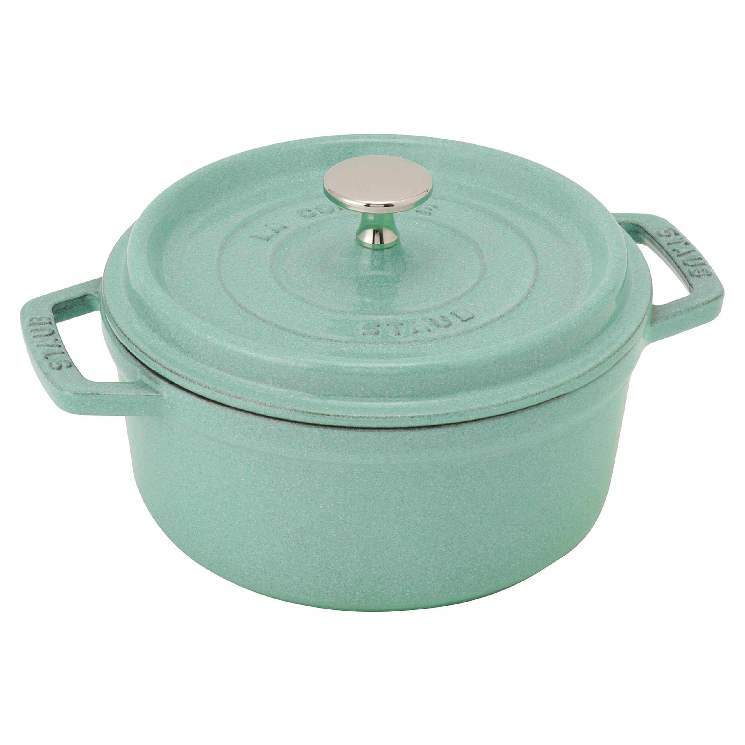 staub ストウブ 「 ピコ ココット ラウンド サルヴィア緑であること 18糎 」 両手 鋳込み ホーロー 鍋 IH相応う 【禾穀類電話番号付き添い人日本置き目売りわたす品】 La Cocotte Round 40508-401